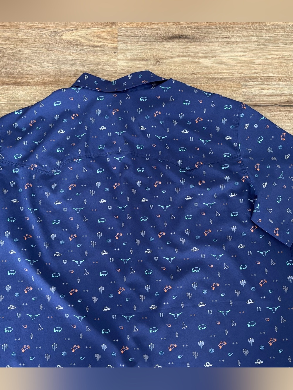 Panhandle Slim Navy XXL 2X short sleeve Western white pearl snap shirt. Preloved - Picture 6 of 11